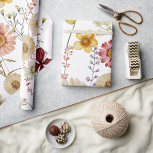 Boho Rustic Wildbloms Wrapping Papper Presentpapper