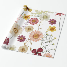 Boho Rustic Wildbloms Wrapping Papper Presentpapper