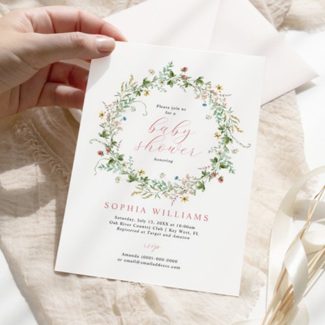 Boho Rustic Wildflowers Baby Shower Invitation Inbjudningar (Skapare uppladdad)