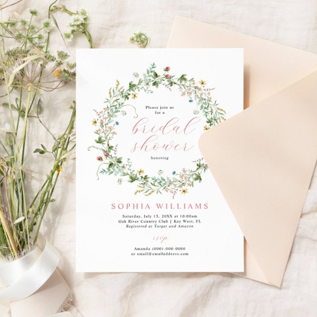 Boho Rustic Wildflowers Bridal Shower Invitation Inbjudningar (Skapare uppladdad)