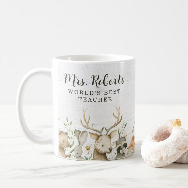 Boho Rustic Wildlife Teacher-uppskattning Kaffemugg (Med munk)
