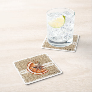 Boho Rustic Winter Helgdag Botanical Bröllop Underlägg Papper Kvadrat