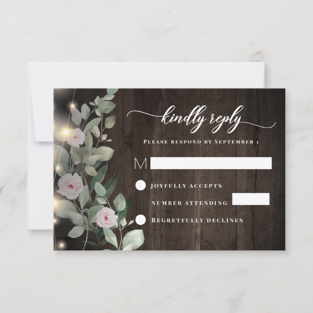 Boho Rustic Wood Ljus Boho Greenery OSA Kort (Framsida)