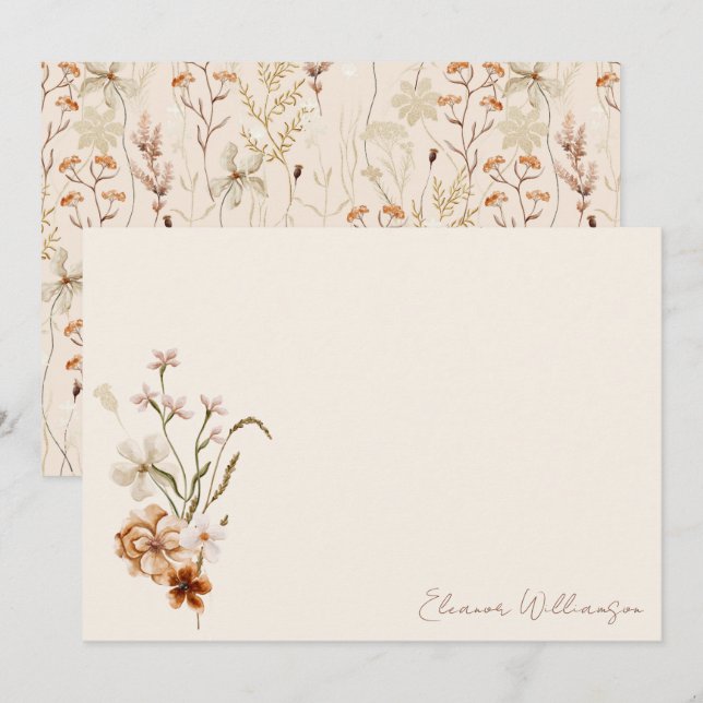 Boho Rustik Äng Blommor Blommig Bröllopsdusch Tack Kort (Fram/baksida)