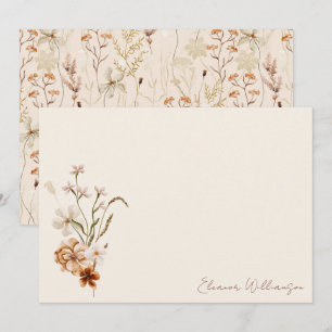 Boho Rustik Äng Blommor Blommig Bröllopsdusch Tack Kort