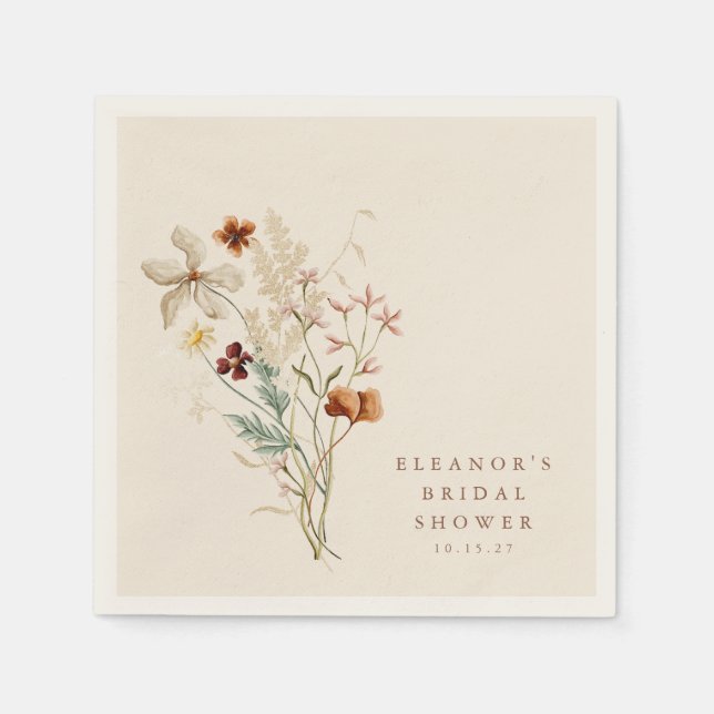 Boho Rustik Ängsblommor Bröllopsdusch Pappersservett (Framsidan)
