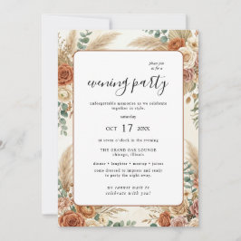 Boho Rustik Blommig Kvällspartaj Invitation Inbjudningar