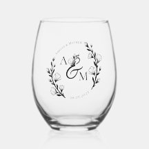 Boho Rustik Blommig Monogram Initialer Bröllop