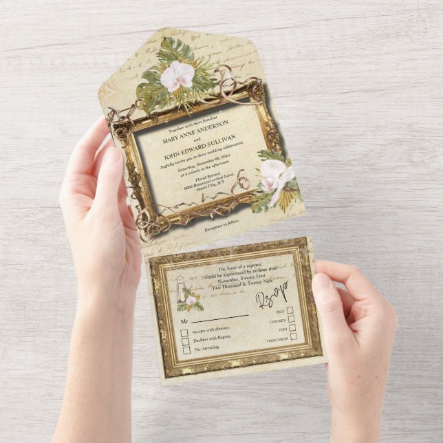 Boho rustik blommigt orchid vintage ram (Avrivbar del)