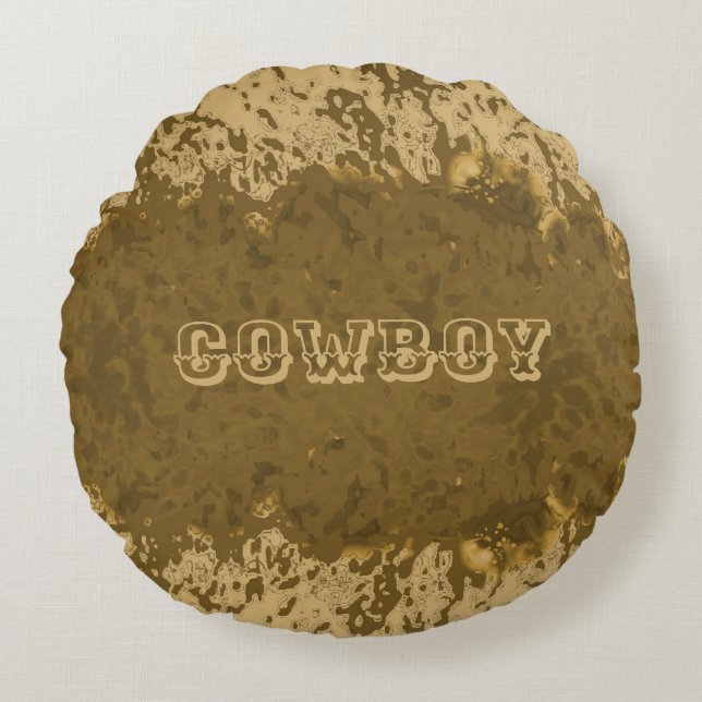 Boho Rustik Cowboy Design Rund Kudde (Framsidan)