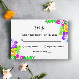 Boho Rustik Färgglada Rosor Sommar Blommig Bröllop OSA Kort