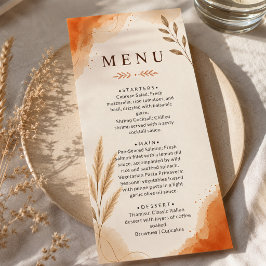 Boho Rustik Jordton Terrakotta Bröllop Meny