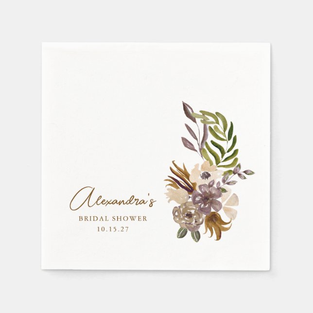 Boho Rustik Natur Botanisk Anpassad Bröllopsdusch Pappersservett (Framsidan)