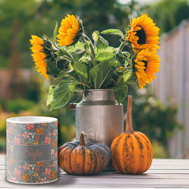 Boho rustik orange, vattenfärg mönster grått kaffemugg