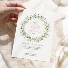 Boho Rustik Vilda Blommor Baby Shower Inbjudan