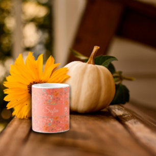 Boho rustik water color mönster orange kaffemugg