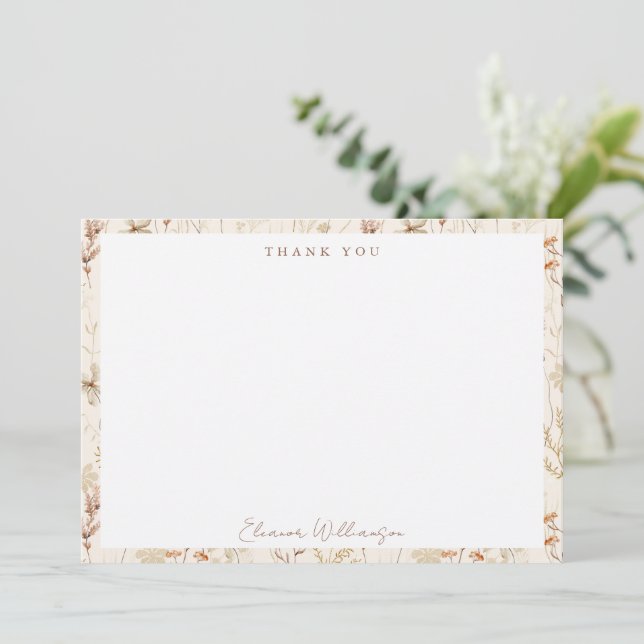 Boho Rustika Äng Blommor Blommig Bröllopsdusch Tack Kort (Stående Fram)