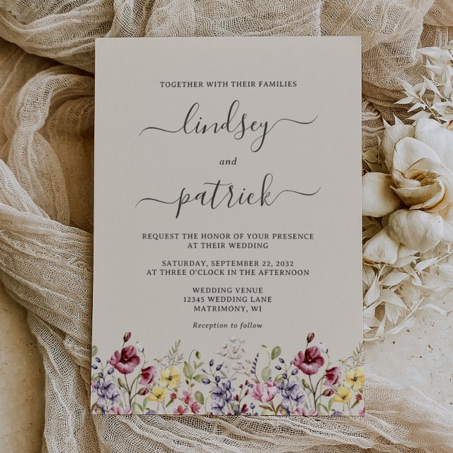 Boho Rustika Vilda Blommor Bröllop Inbjudningar (Skapare uppladdad)