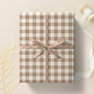 Boho-rutigt mönster randigt rutigt Tan Brun Presentpapper
