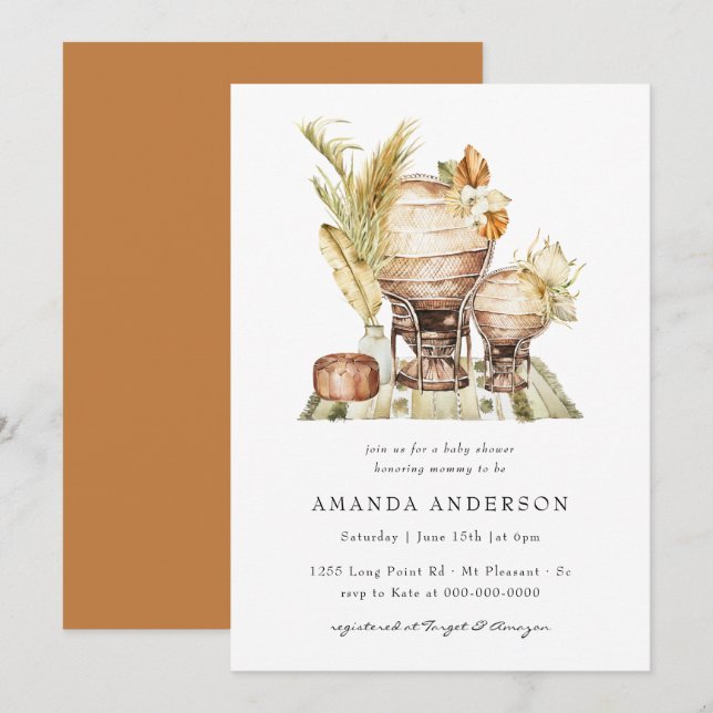 Boho Safari African Gender Neutral Boy Baby Shower Inbjudningar (Fram/baksida)