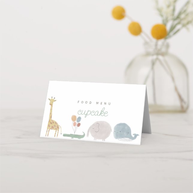 Boho Safari Animal Folat Food Tält Card Placeringskort (Framsida)