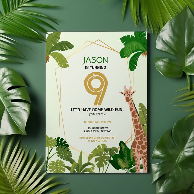Boho Safari Animal Giraffe Geometric Birthday Inbjudningar (Skapare uppladdad)