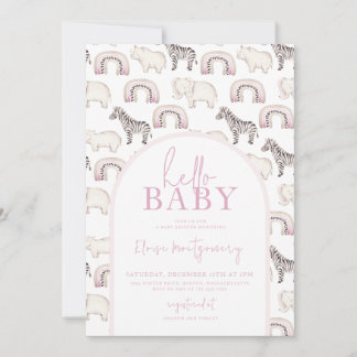 Boho Safari Animals Arch Pastel Baby Shower Inbjudningar