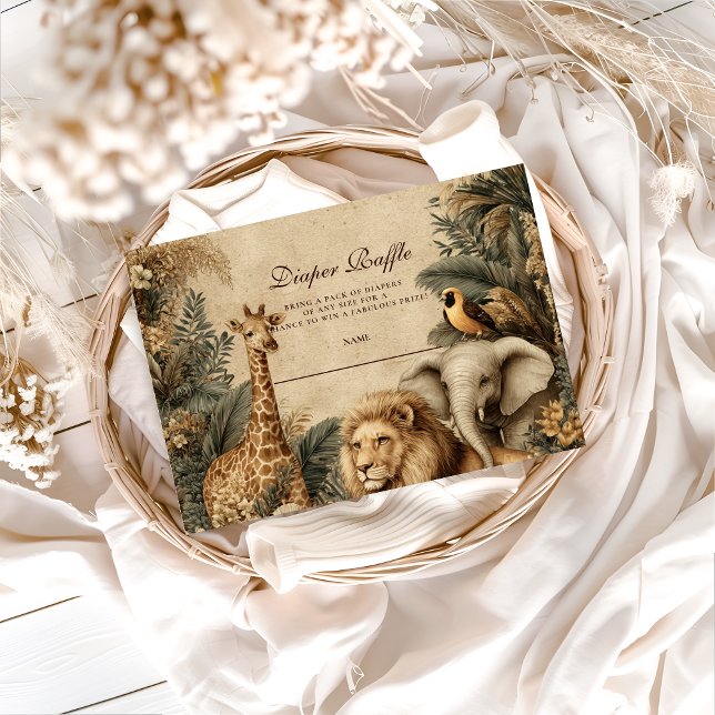 Boho Safari Animals Baby Shower Diapper Raffle Tilläggskort (Skapare uppladdad)