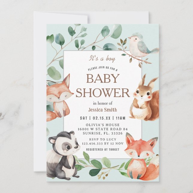 Boho Safari Animals Baby Shower-inbjudan Inbjudningar (Framsida)