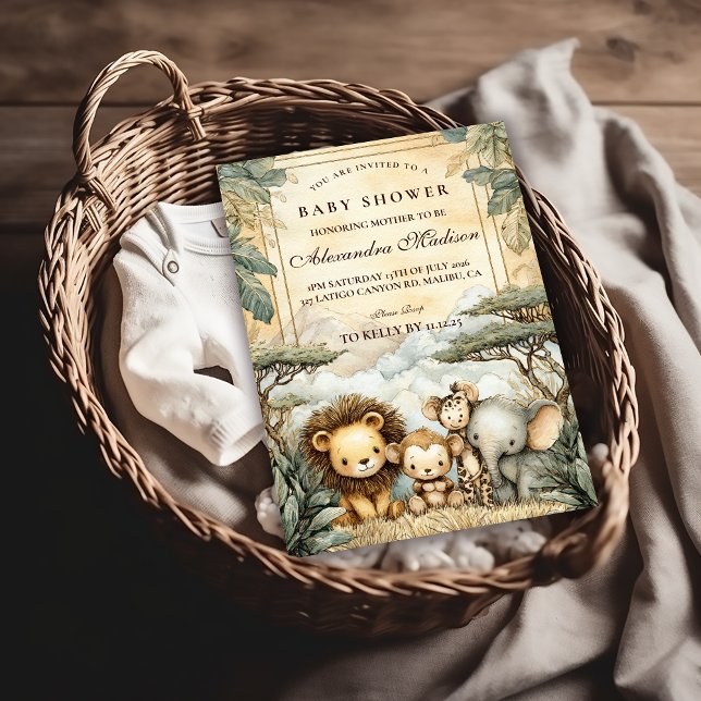 Boho Safari Animals Baby Shower Inbjudningar (Skapare uppladdad)