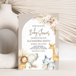 Boho Safari Animals Baby Shower Inbjudningar