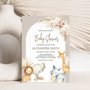 Boho Safari Animals Baby Shower Inbjudningar
