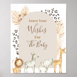 Boho Safari Animals Baby Shower Önskemål för Baby Poster