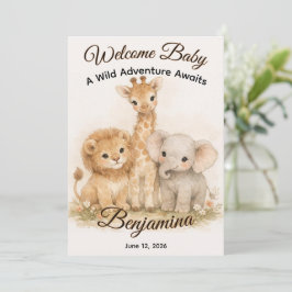 Boho Safari Animals Earthy Neutral Shower Party Inbjudningar