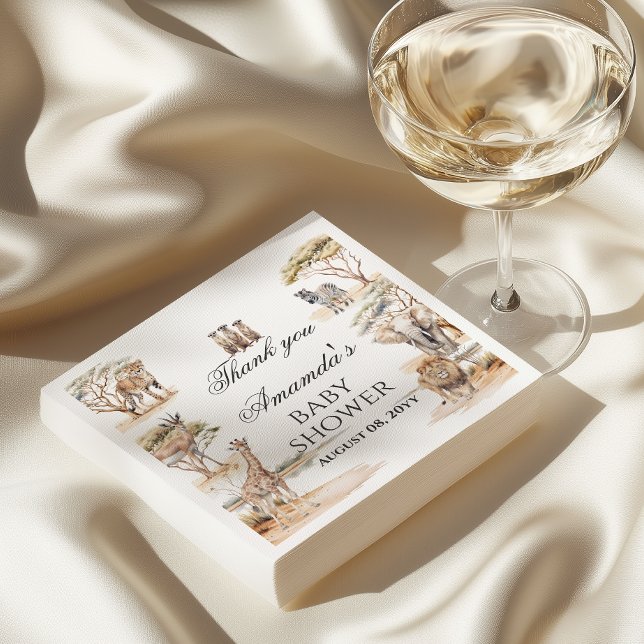 Boho Safari Animals Gender Neutral Baby Shower Pappersservett (Skapare uppladdad)