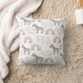 Boho Safari Animals Pastel Baby Shower Throw Kudde