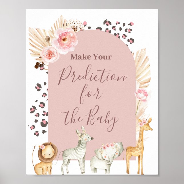 Boho Safari Animals Predictions for baby Poster (Framsidan)