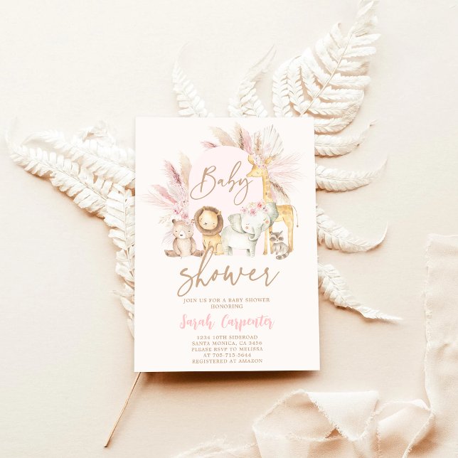Boho Safari Baby Shower Girl-inbjudan Inbjudningar (Skapare uppladdad)