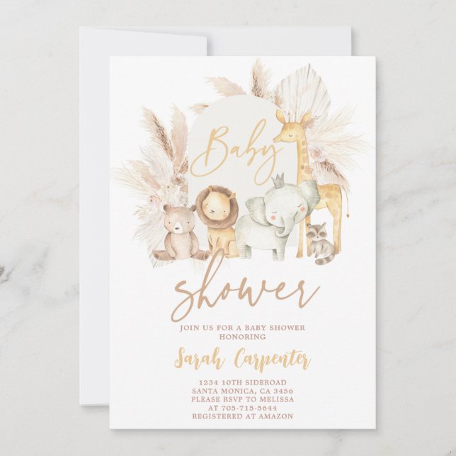 Boho Safari Baby Shower-inbjudan Inbjudningar (Framsida)