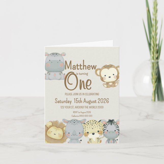 Boho Safari Birthday Folded Investigation Inbjudan (Framsida)