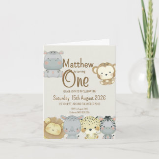 Boho Safari Birthday Folded Investigation Inbjudan