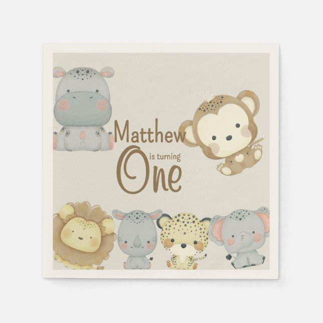 Boho Safari Birthday Napkins Pappersservett (Framsidan)