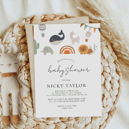 Boho Safari Cute Animal Rainbow Baby Shower Inbjudningar