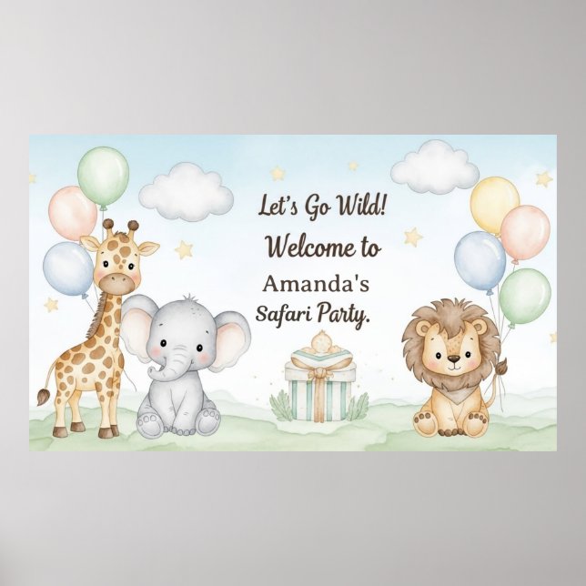 Boho Safari Djur 1-årsdag Pappersaffisch Poster (Framsidan)
