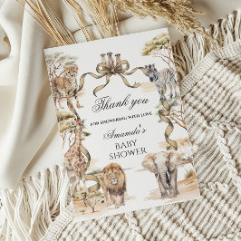 Boho Safari Djur Könsneutral Babyfest Tack Kort