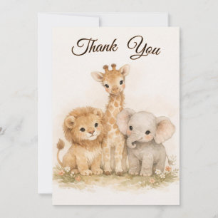 Boho Safari Djur Lejon Giraff Elefant Neutral Inbjudningar