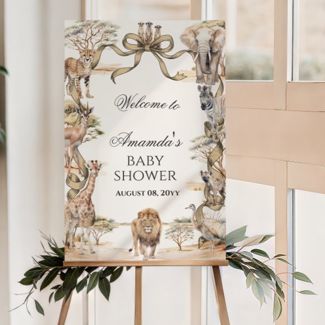 Boho Safari Djur Neutral Baby Shower Välkommen Poster (Skapare uppladdad)