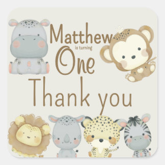 Boho Safari Födelsedag Fyrkantig Klistermärke