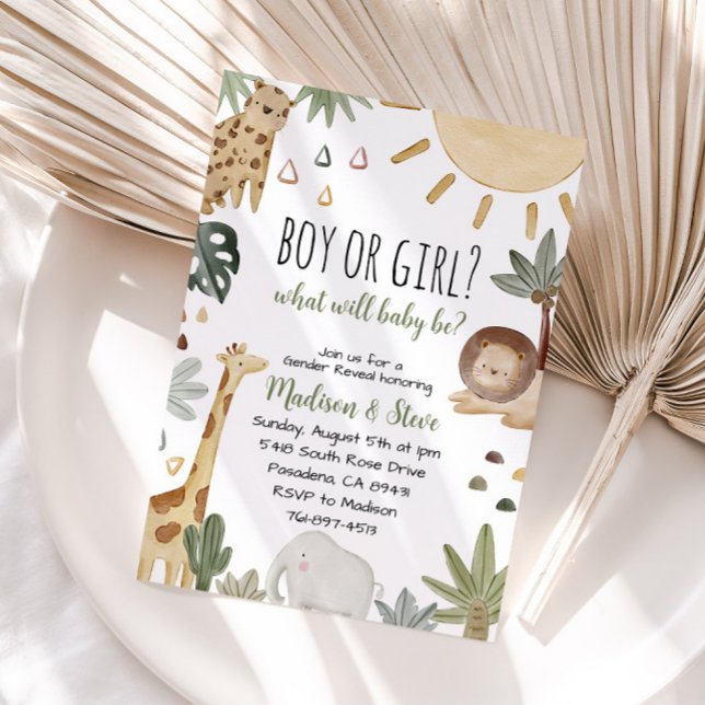 Boho Safari Gender Reveal Party Inbjudningar (Skapare uppladdad)