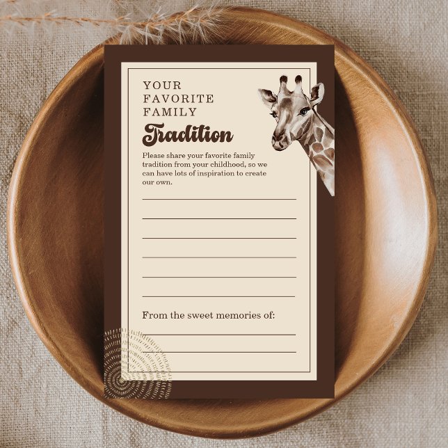 Boho Safari Giraffe Family Tradition Advice Card (Skapare uppladdad)